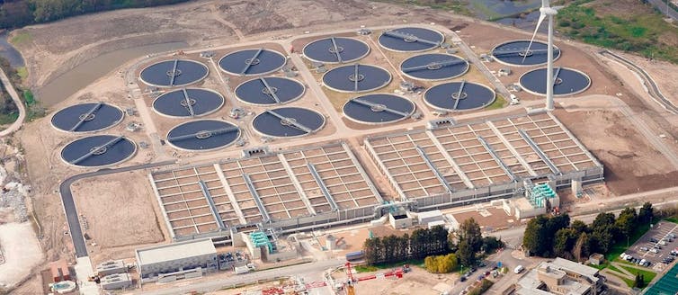 An aerial view of the Beckton Sewage Treatment Works.