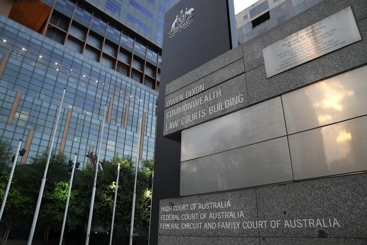 Sign outside several courts in Melbourne, Australia