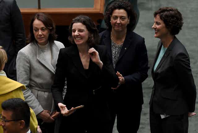 Newly-elected Independent MPs Sophie Scamps, Allegra Spender, Monique Ryan, and Kate Chaney