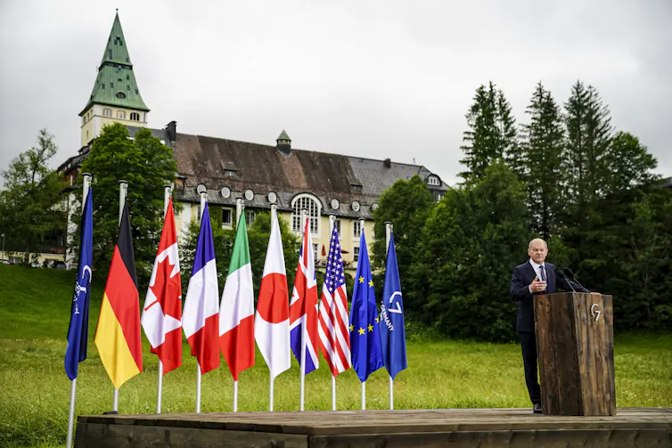 Building an 'equitable world': German chancellor Olaf Scholz sets out the aim for the 2022 G7 summit in Germany.