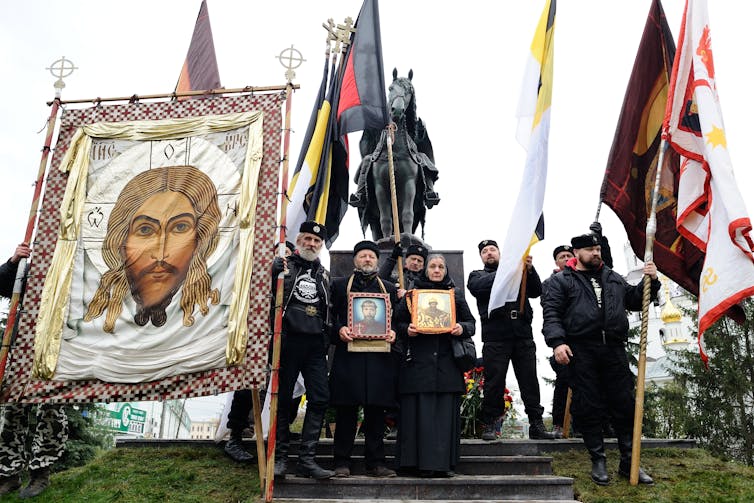Opening of a monument to Ivan the Terrible at Oryol in southwest Russia, with Orthodox worshippers.