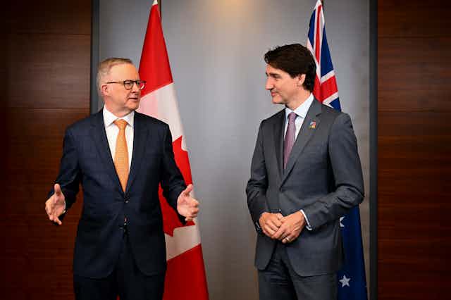 Prime Minister Anthony Albanese with Canadian Prime Minister Justin Trudeau
