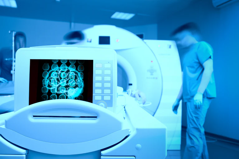 Man at MRI machine
