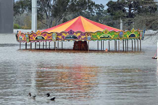 merry-go-round submerged in water