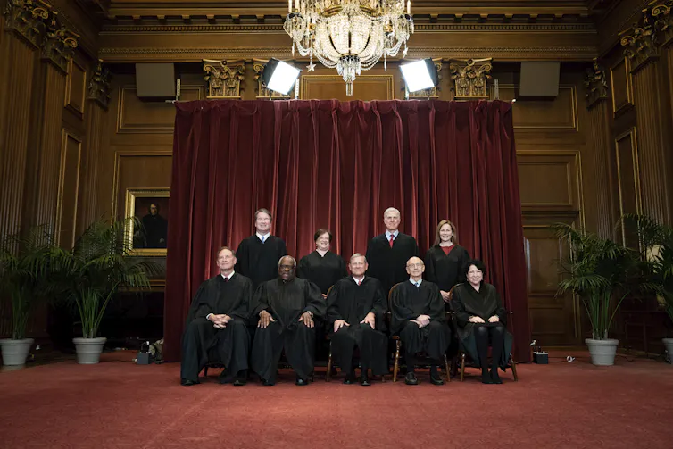 The nine US Supreme Court justices, taken April 2021