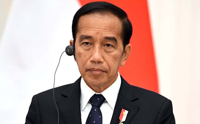 Indonesian President Joko Widodo gives press statement after a talk with Russian President Vladimir Putin in Moscow. 