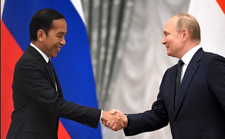Indonesian President Joko Widodo visits Russian President Vladimir Putin in Moscow.