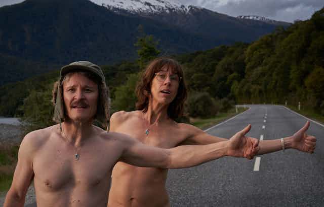 Two nude hitchhikers