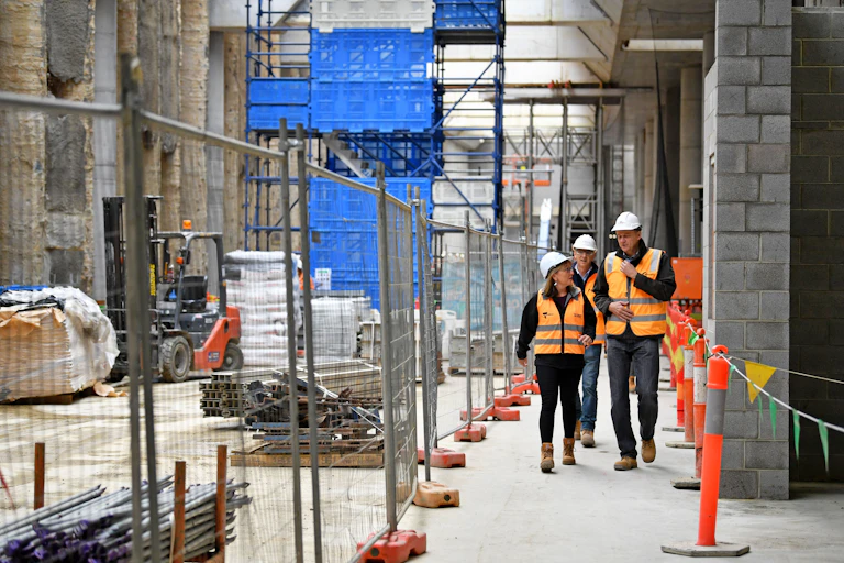 Jacinta Allan at construction site