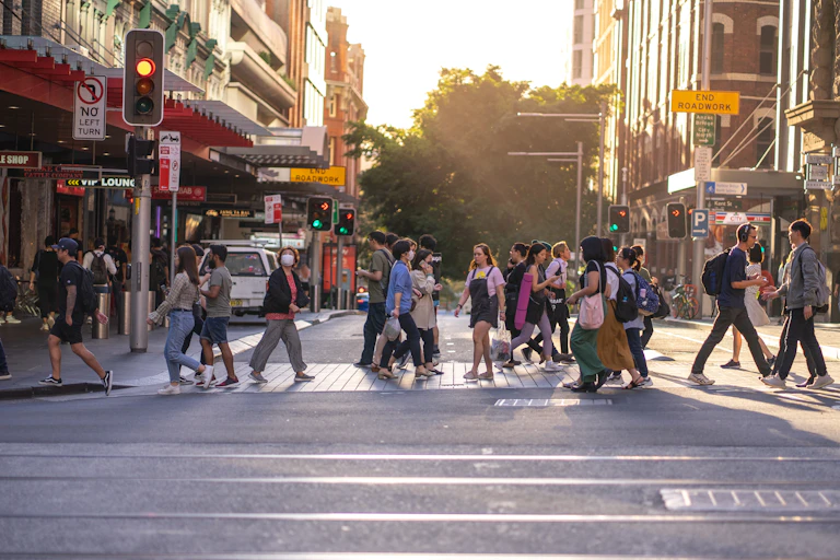 People walk on a Sydney street during the pandemic