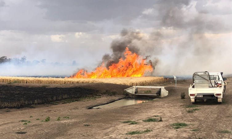 fire on farm near ute