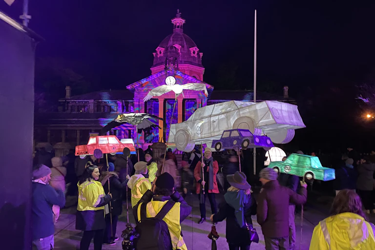 Paper lanterns in the shape of cars