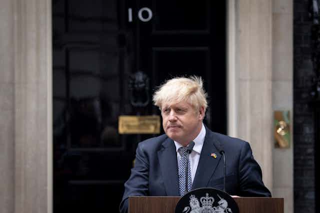 UK Prime Minister Boris Johnson outside 10 Downing Street