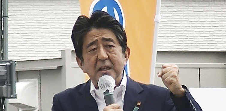 Shinzo Abe making speech