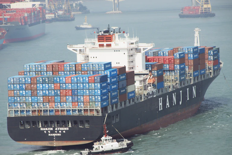A container ship.