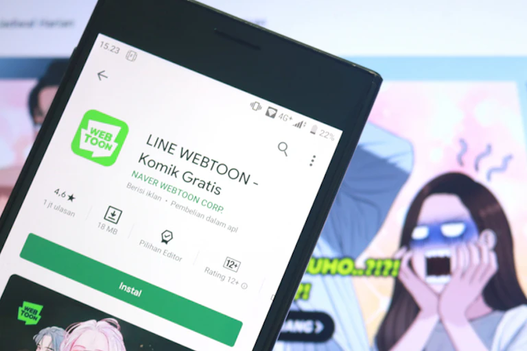 Ecran montrant l'application Line Webtoon
