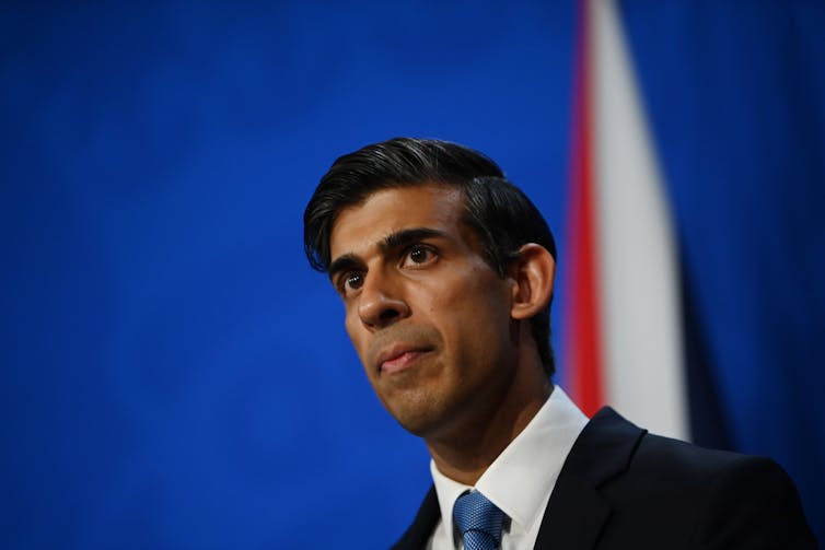 Rishi Sunak giving a speech.