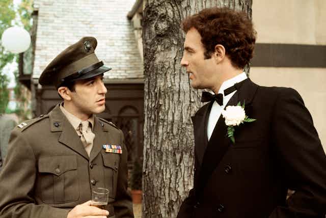 James Caan, right, with Al Pacino in The Godfather