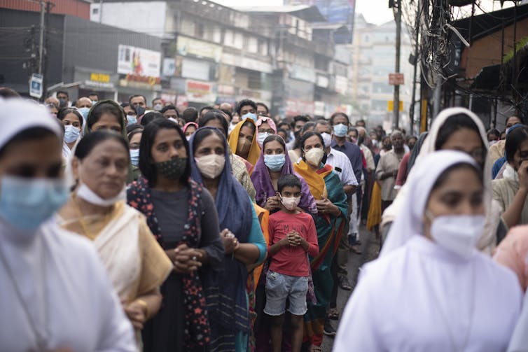 crowd of people in Indian street scene