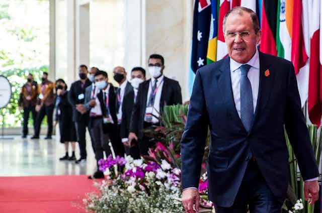 Russian Foreign Minister Sergei Lavrov arrives at the G20 Foreign Ministers Meeting in Nusa Dua, Bali, Indonesia, 08 July 2022. 