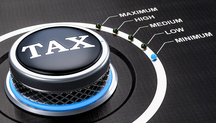 Volume control image adjusted to indicate varying tax levels.