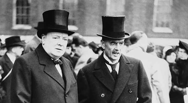 Black and white photograph of two men
