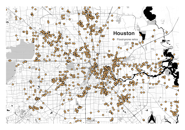 Maps with dots widespread in the city.