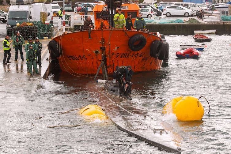 A 'narcosub' found off the coast of Spain