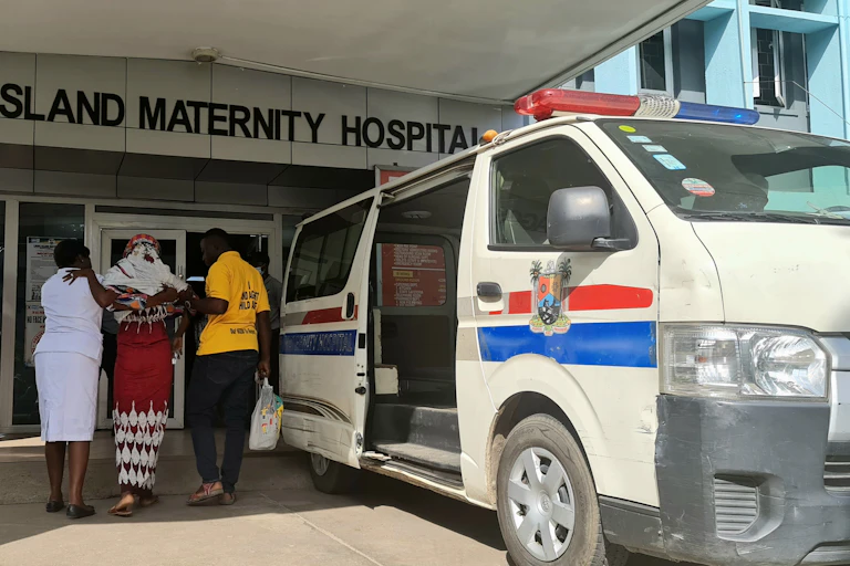 A patient arrives at Lagos Island Maternity Hospital, Nigeria.
