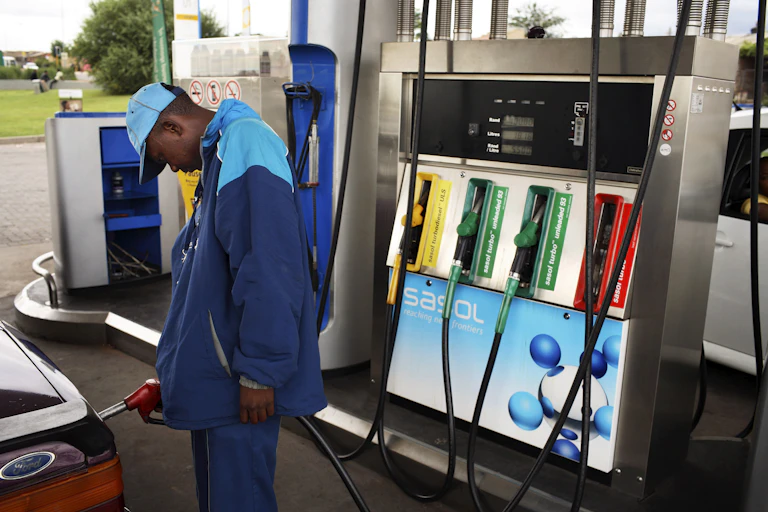 Petrol pump attendant in South Africa