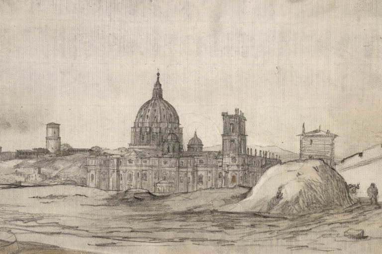 Sketch of St. Peter's Cathedral from the 1640s.