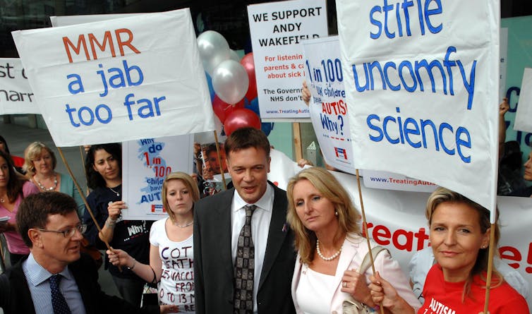 Andrew Wakefield at a protest about the MMR jab
