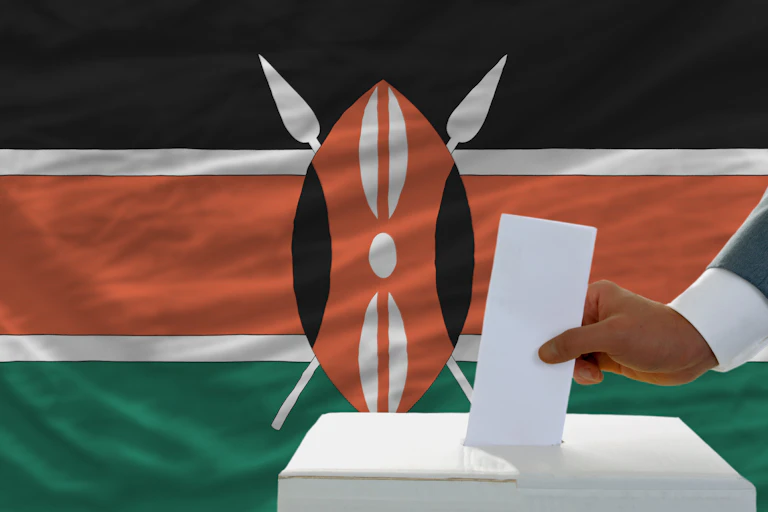 Placing ballot in a box