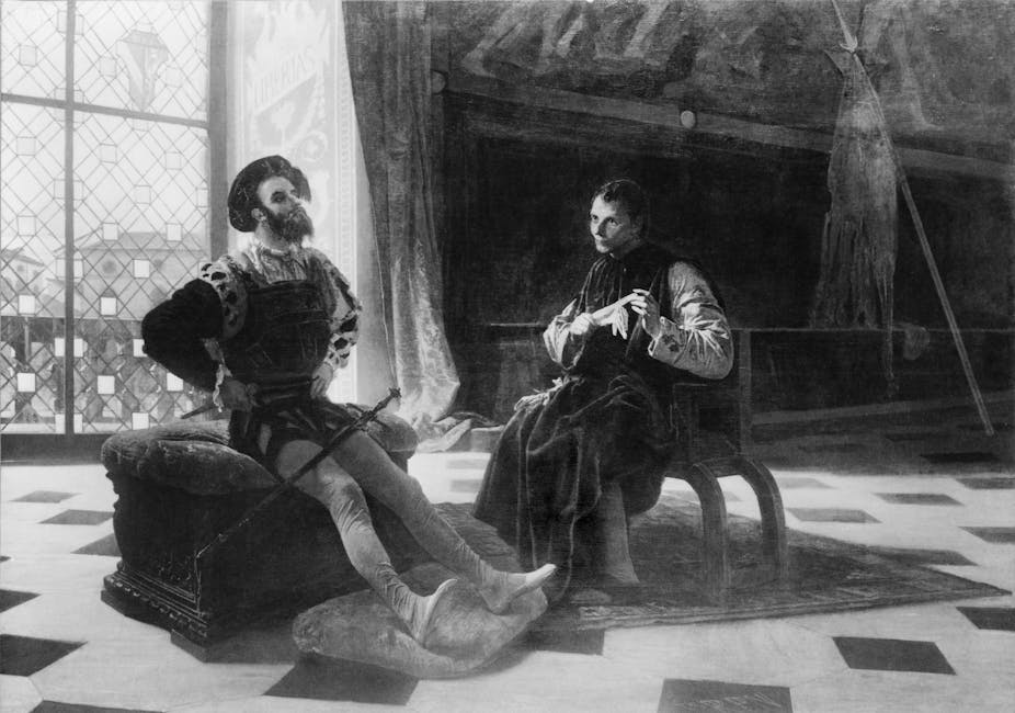 Peinture Machiavel dans une scène imaginaire avec Borgia.