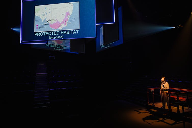 Production image, a map of Australia reading 'protected habitat'.