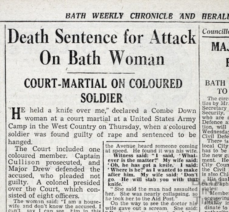 Tearout of article about the death sentence for US soldier Leroy Henry in 1943.