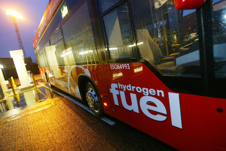 A bus fuelled by hydrogen