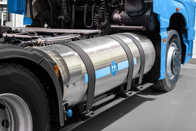 Close-up of a hydrogen-fuelled truck