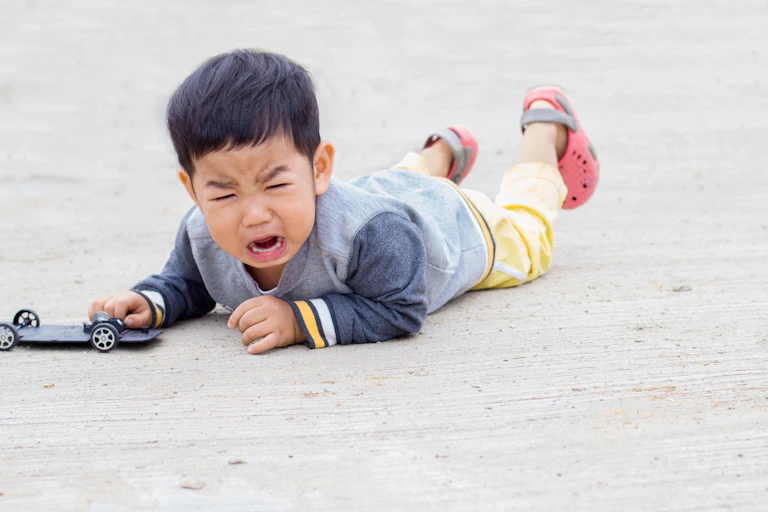 Toddler has fallen over and is crying