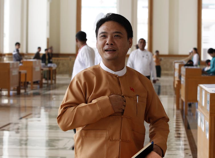 Phyo Zeya Thaw in 2016 at the Union Parliament in Naypyitaw in 2016 where he was a member for the National League for Democracy.