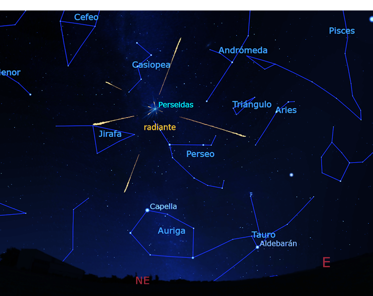 PERSEIDI. Sfondo dell'immagine ottenuto con Stellarium