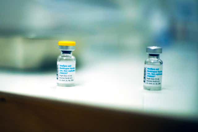 Two vials of vaccine being used to prevent monkeypox