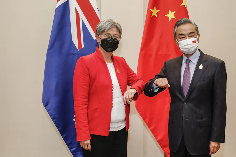Australian Foreign Minister Penny Wong and Chinese Foreign Minister Wang