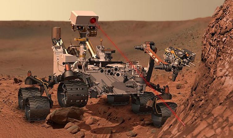 Le robot Curiosity tire au laser sur une roche martienne