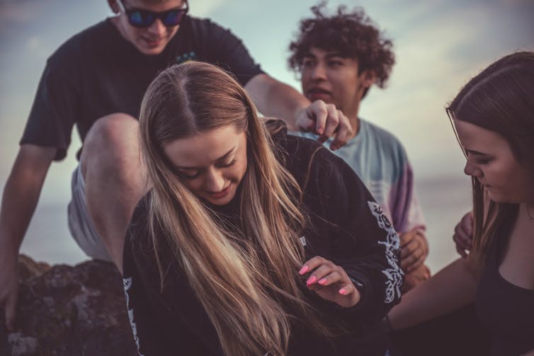 group of teens outside