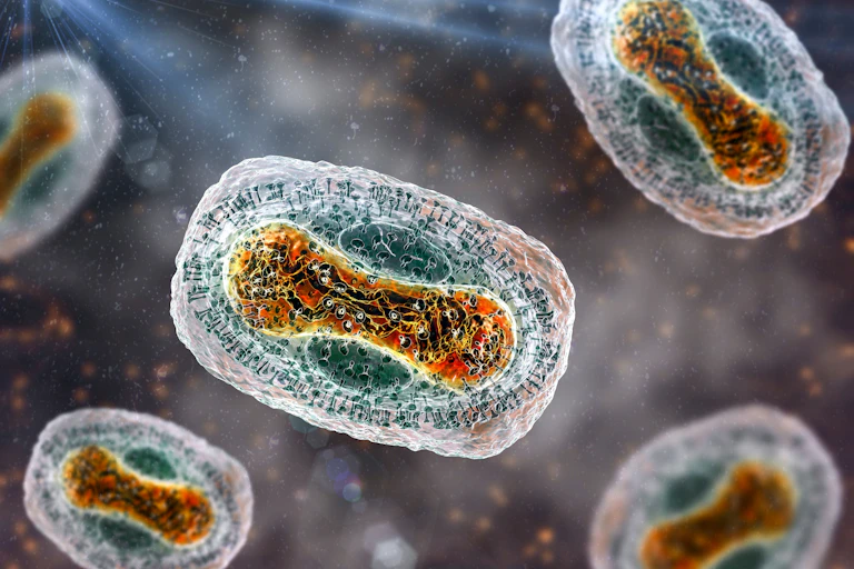 An illustration of the monkeypox virus.