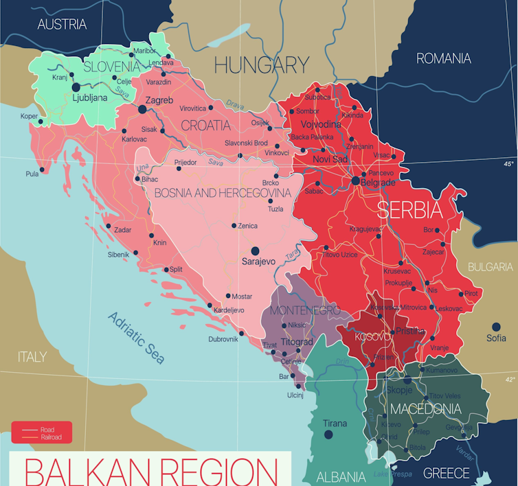 Map of the Balkan region.