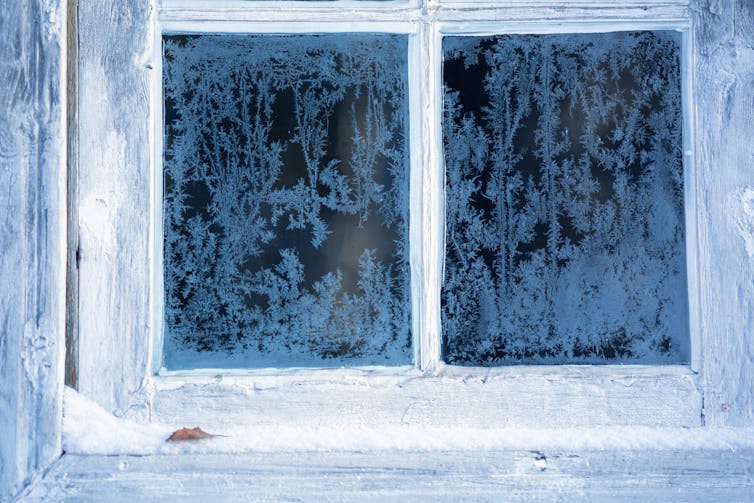 Frost on an old window.