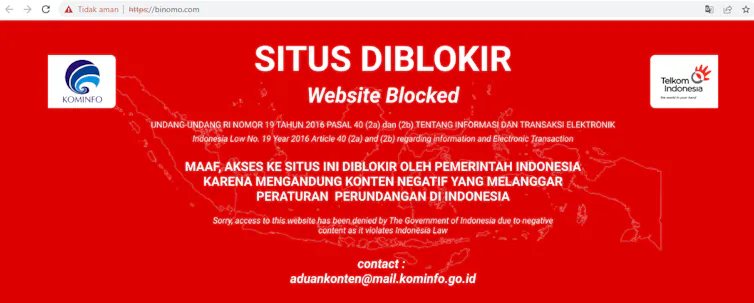 blocked page by Kominfo Indonesia, binomo.com