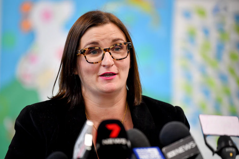 NSW Education Minister Sarah Mitchell speaks at a press conference on August 1, 2022.